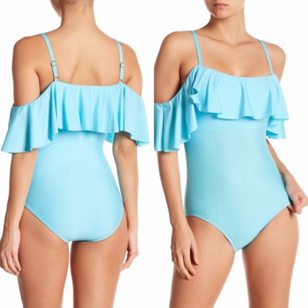 Athena Ruffle Cold Shoulder One-Piece Swimsuit